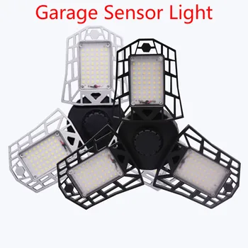 

LED Garage Light 360 Degrees Deformable Ceiling Light For Home Warehouse Workshop Folding Three-Leaf Deformation Lamp AC85-265V
