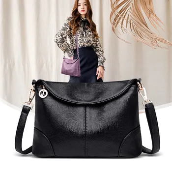 

Vintage Black Female Bucket Bags Soft Genuine Leather Shoulder Bags Women Hand bag Fashion Design Ladies Crossbody Messenger Bag