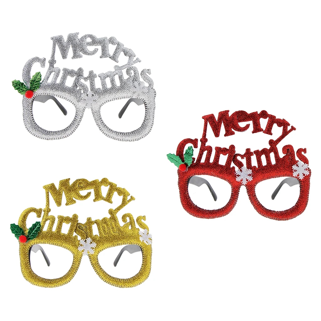 Glitter Merry Christmas Snowflake Sunglasses Novelty Glasses Xmas Party Favors for Parties and Christmas Kids and Adults
