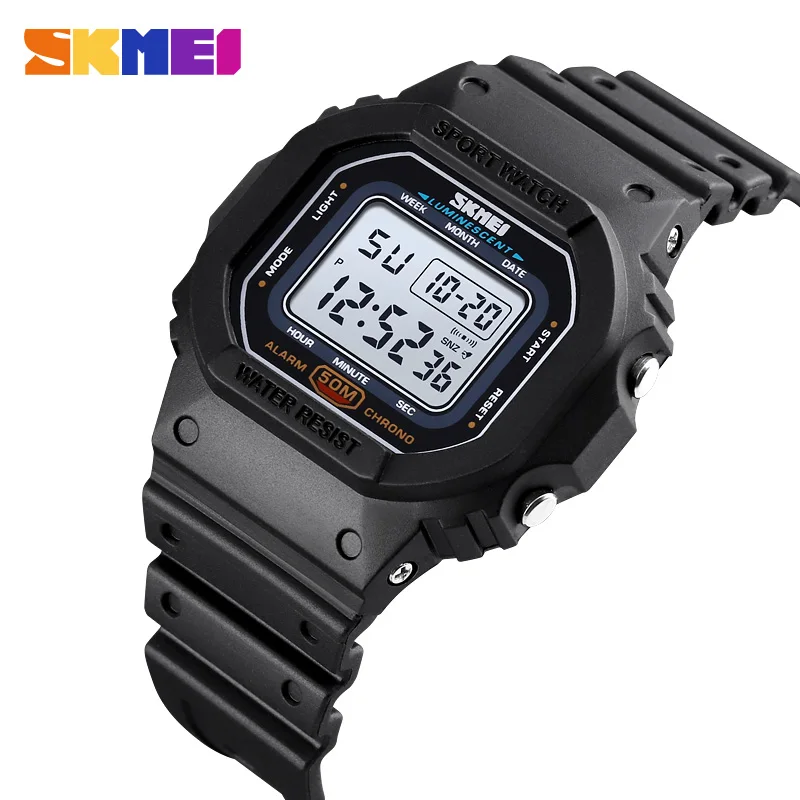 

SKMEI Fashion Colorful LED Sports Digital Watch Sport Waterproof Shockproof PU Strap Stopwatch Alarm Femal Watches reloj hombre