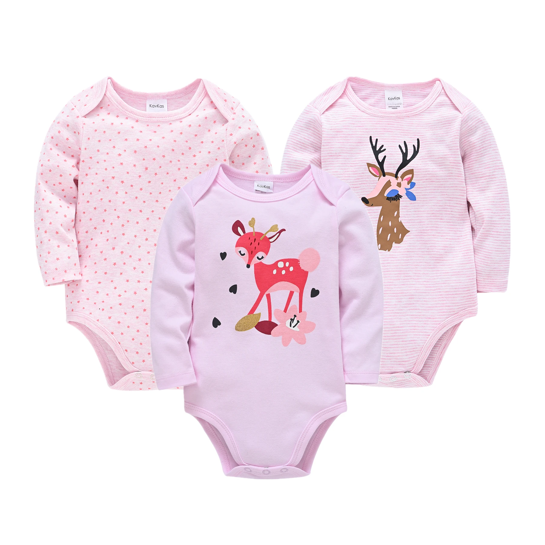Newborn Baby Girls Pajamas 100%Cotton Long Sleeved Pijamas Cartoon Elk Girl Clothing Autumn 3pcs Sleepwear Suit Pyjama Trousers