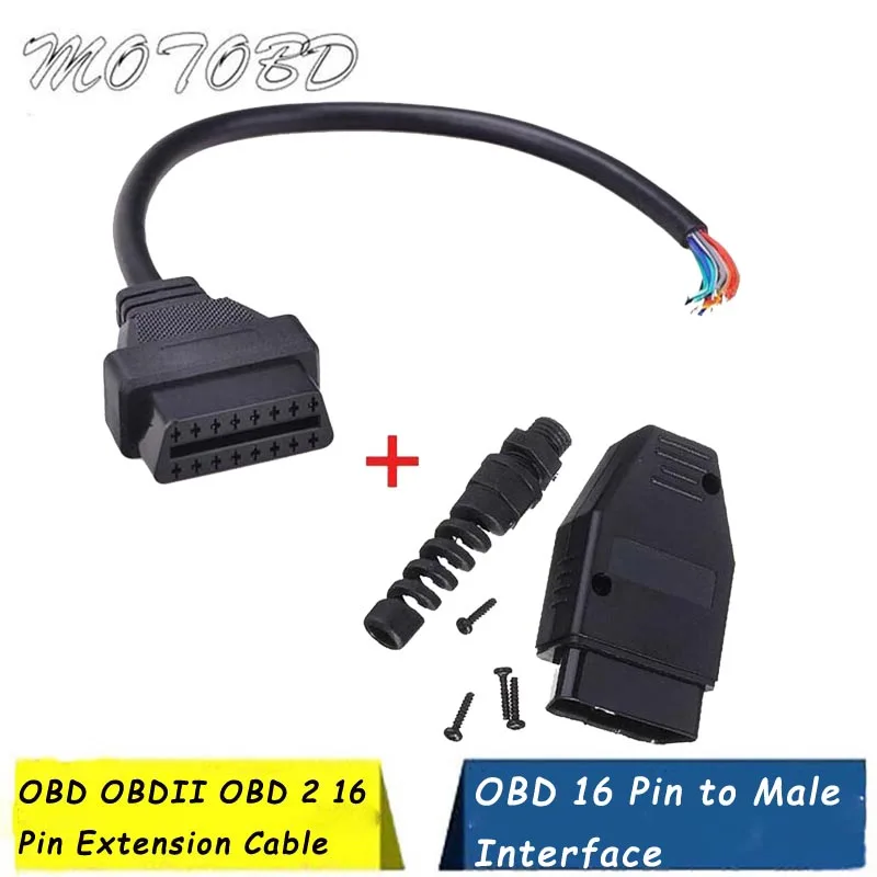 Универсальный OBD2 M+ F штекер+ 16 Pin Женский Открытый Соединительный кабель в сборе OBD 2 OBD II диагностический адаптер J1962