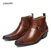 British retro men's boots black brown men's motorcycle boots casual shoes men's fashion buckle high quality comfortable men's bo ► Photo 1/6