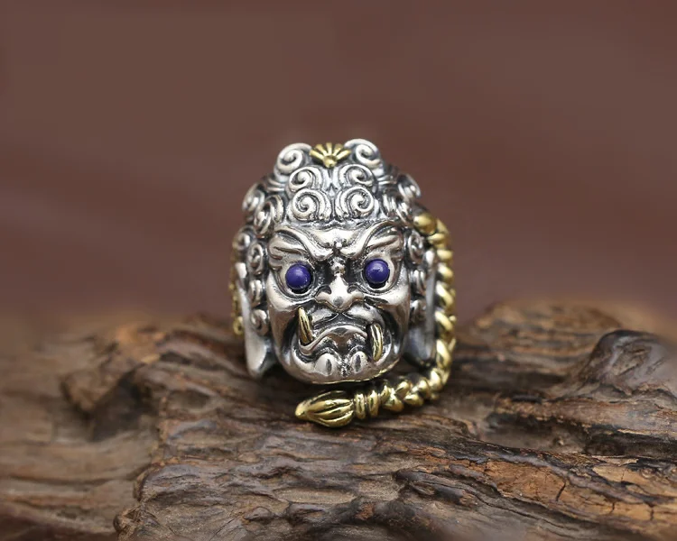 Серебро S925 Ретро тайский серебряный Ming Wang Кольцо мужское Открытое кольцо