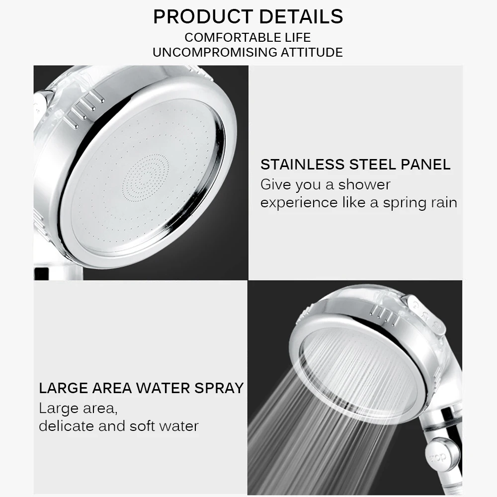 HandHeld Shower Head High Pressure Pressurized Water Saving Showerhead Bathroom Bath Sprayer Hand Water Booster
