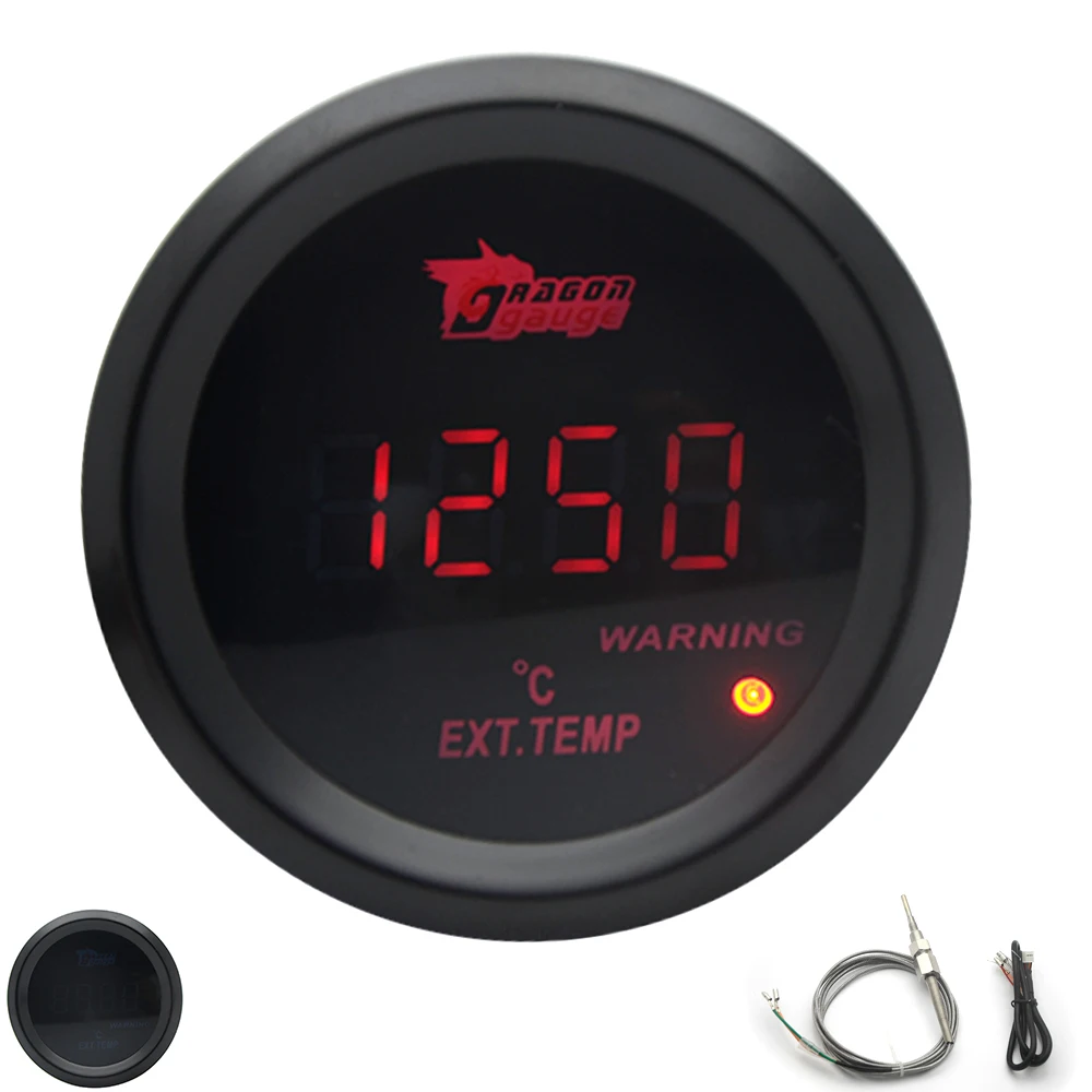 Digital Gauge 2'' 52MM Exhaust Gas Temperature Gauge Black Color Digital Red Led