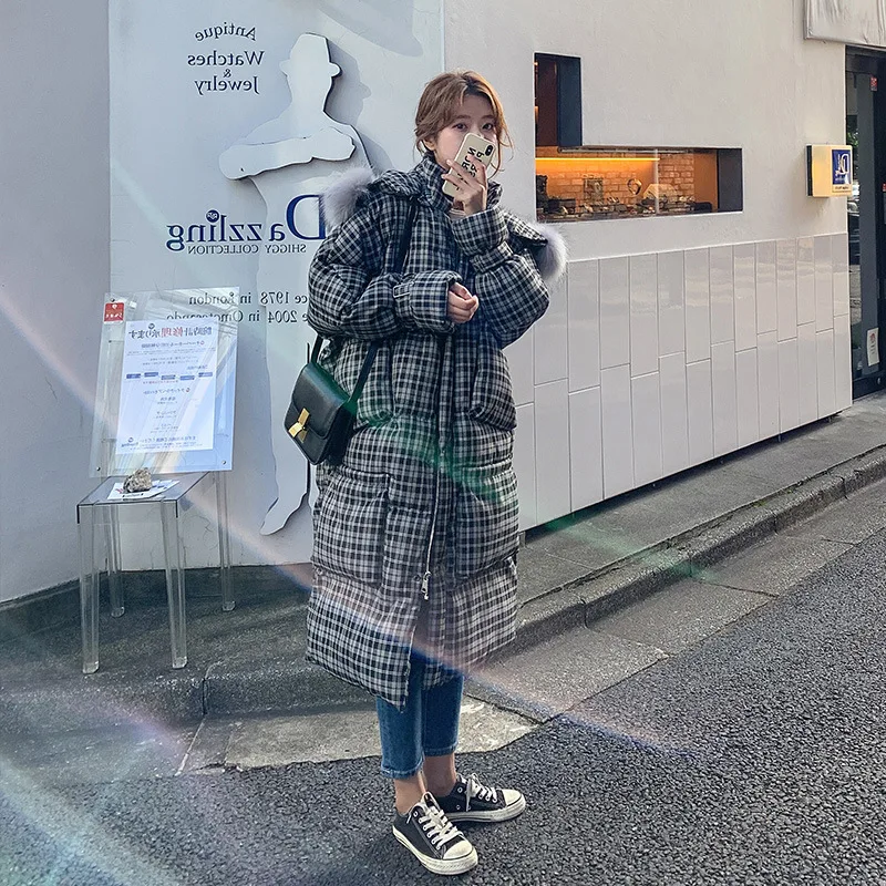 

Plaid down Jacket Cotton-padded Clothes Women's Winter Mid-length 2020 New Style Korean-style INS Dongdaemun Loose Thick Cotton