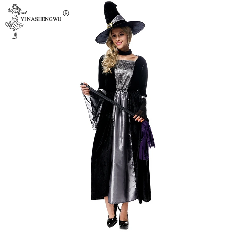 Длинное платье принцессы на Хэллоуин, костюм для женщин, косплей, страшная ведьма, грим, жнец, платье для женщин, карнавал, маскарад, платье для косплея