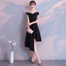 Банкетное вечернее платье стиль благородство годовое общее мероприятие черно-белое с узором средней длины дебютантные вечерние платья