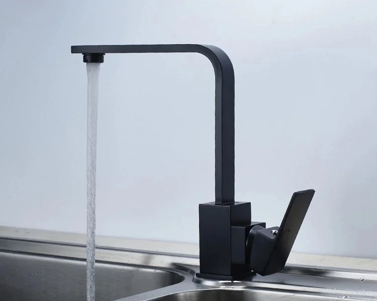 

Kitchen Faucets Brass Kitchen Sink Water Faucet 360 Rotate Swivel Faucet Mixer Single Holder Single Hole Black Mixer Tap