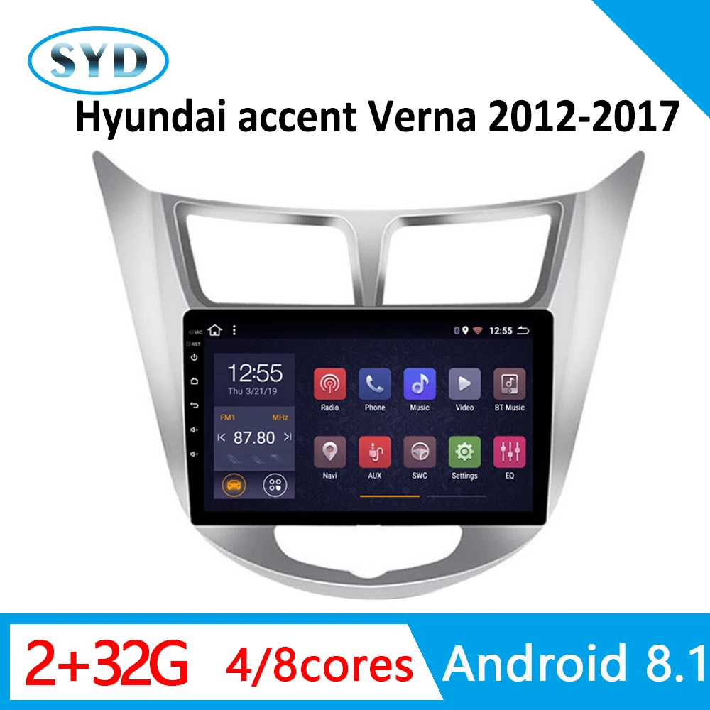 Автомобильный dvd плеер 2G + 32G для Hyundai Solaris Verna Accent i25 2012 2017 радио Android 8 1 9 &quotGPS Navi