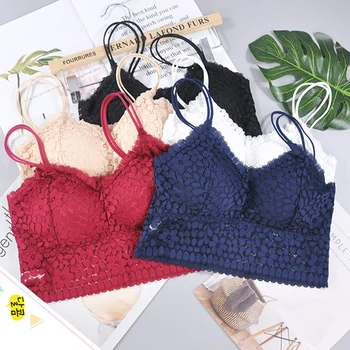 

Female Bralette Lingerie Woman Intimates Sexy Floral Lace Bras for Women Full Cup Embroidery Solid Colour Padded Push-up Bra