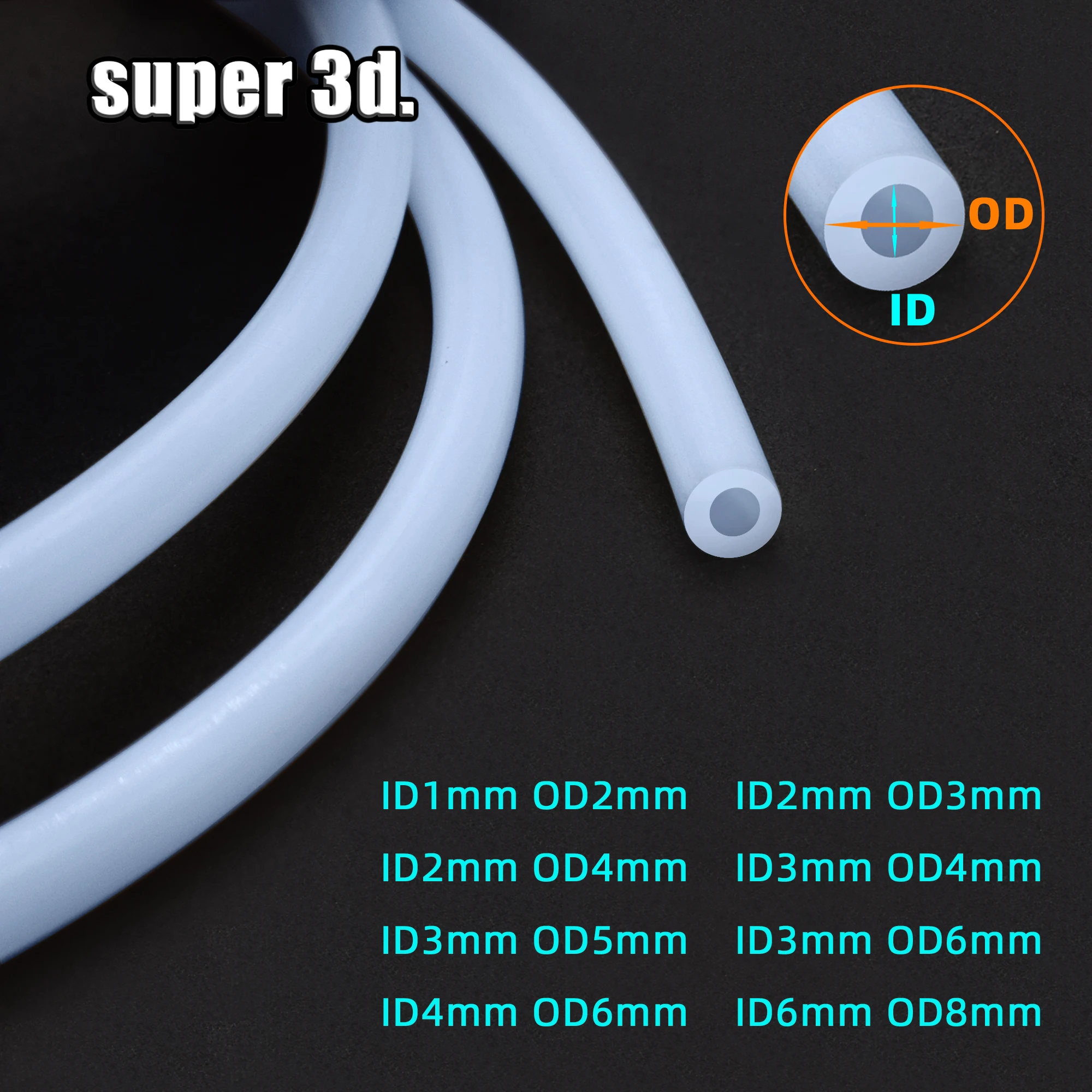 3D Printer PTFE Tube for 1.75mm Filament Extruders 2mm ID 4mm OD Teflon Tubing 