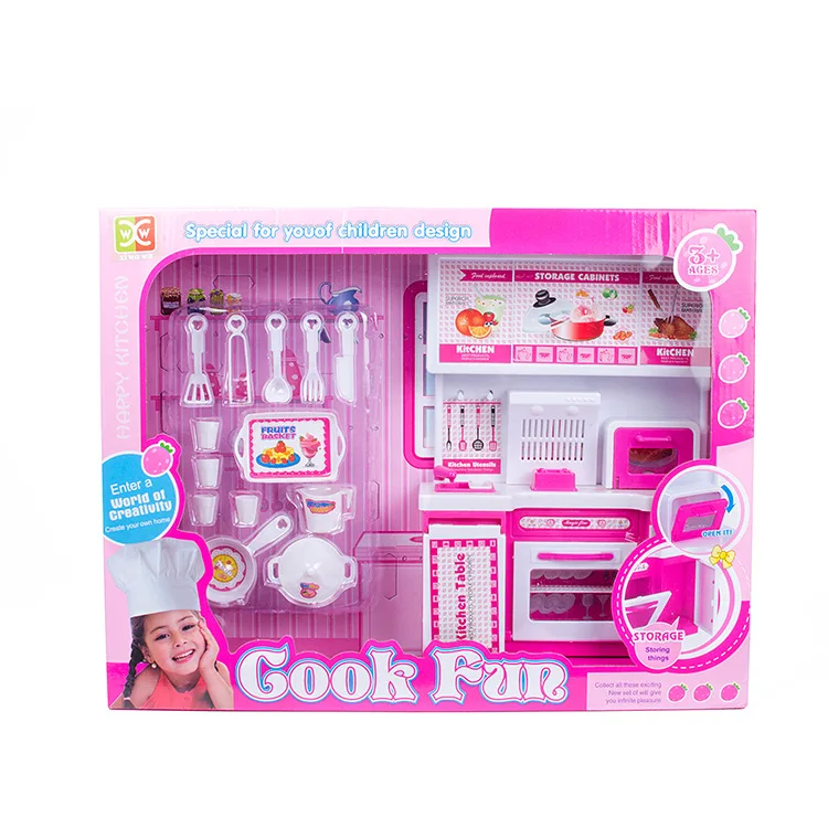 

Girl'S Play House Toys Simulation Cooking Kitchen Toy Sound And Light Model Cabinet Gift Set