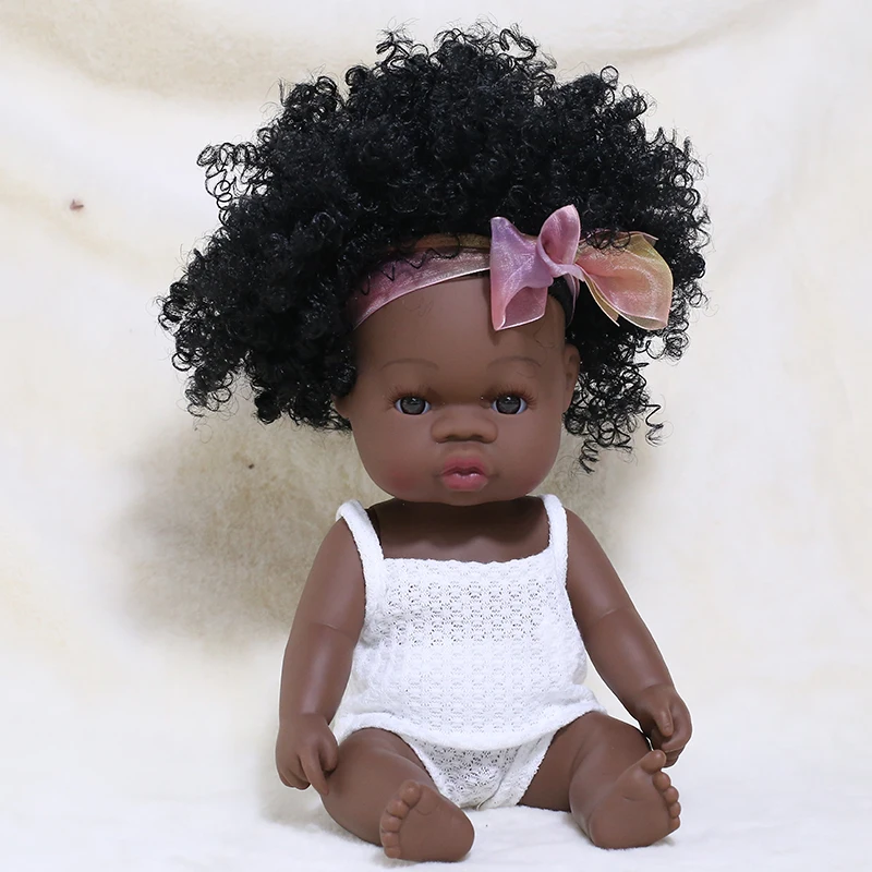35CM American Reborn Black Baby Doll Bath Play Full Silicone Vinyl Baby Dolls Lifelike Newborn Baby Doll Toy Girl Christmas Gift 17