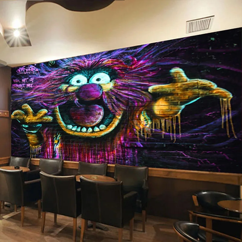 

Custom Self-Adhesive Wallpaper 3D Hand Painted Graffiti Creative Photo Wall Murals Resturant Cafe PVC Waterproof Wall Stickers