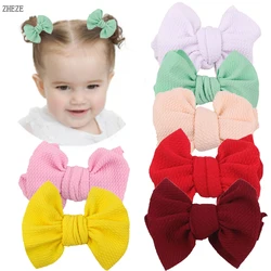 1Pair Trendy 4.5'' Big Waffles Fabric Tie Hair Clips For Girls DIY Handmade Barrettes Spring Summer Children Hairpins Hair Bow