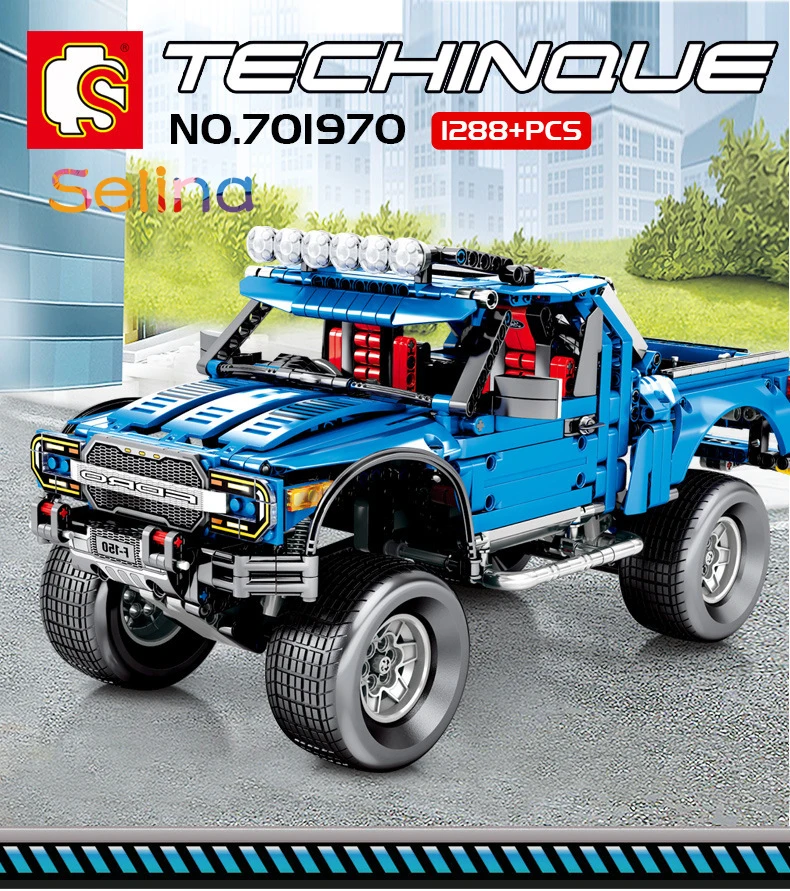 

1288pcs Technic Series F-150 Raptor Pickup Model Building Blocks Set truck car Educational toys for Children Compatible