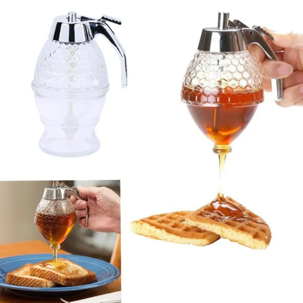 Honey Syrup Squeeze Tank Bee Juice Syrup Cup Drip Dispenser Kettle Jar Container Storage Pot Stand Holder Kitchen Accessories