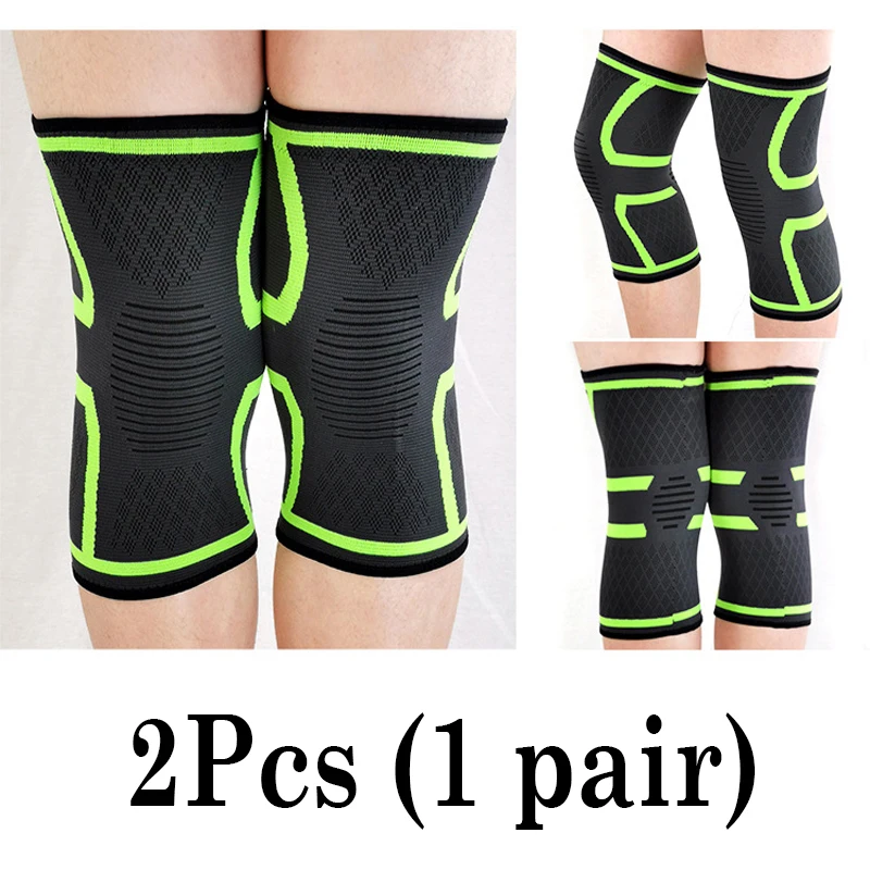 2pcs (1 pair) 2 шт., спортивные наколенники для бега, велоспорта, спортзала, поддерживающие подтяжки, эластичные нейлоновые компрессионные наколенники для волейбола, баскетбола - Цвет: 2pcs (1 pair)