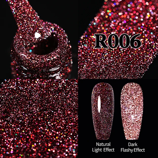 UR SUGAR 7.5ml Pink Reflective Glitter Gel Nail Polish Silver Purple Sequins Soak Off UV Gel Nail Art Manicuring Nail Gel Reflective -R006
