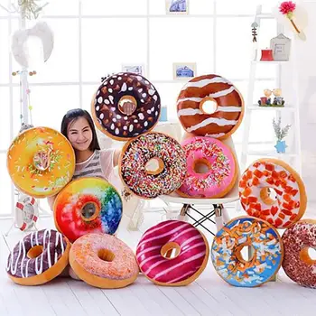 

1Pcs Xmas 40cm Sofa Decorative Cute Simulation Cushion Soft Plush Pillow Without Stuffed Seat Pad Donut Foods Cushion Case Toys