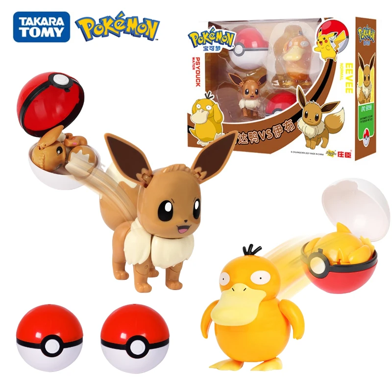 Новинка оригинальный набор покебола Pokemon Psyduck Eevee коробка Пикачу Карманный Монстр