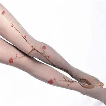 

2019 New RUIN CAT032 Women's Tight Plum Blossom Printed Thin Tight Girl Tight