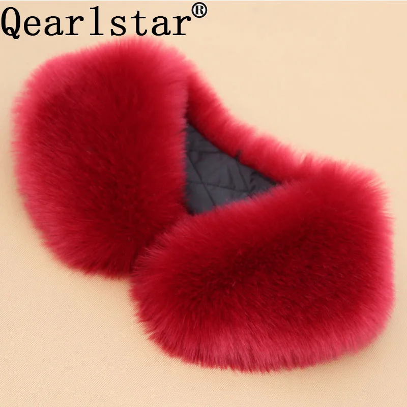 Qearlstar 2019 зимний шарф из искусственного лисьего меха для женщин и мужчин Куртки