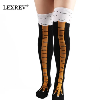 

2pcs/1 Pair Winter Autumn Women 3D Chicken Print Socks Funny Cartoon Thigh High Sock Cute Animal Toe Feet Thermal Fitness Socks