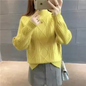 Bella Philosophy Autumn Solid Loose Women Fashion Sweater Ladies Casual Knitted Pullover Female Elegant Turtleneck Sweater - Цвет: Y1