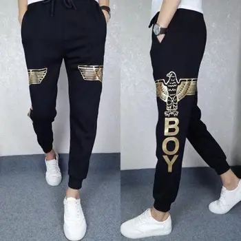 

New spring/summer juvenile boy casual sports pants boy guard pants eagle wings popular logo slim pants jogging