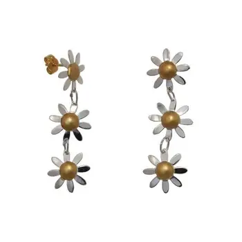 

Earrings with six daisies white gold and yellow center