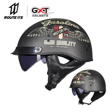 GXT мотоциклетный шлем из углеродного волокна, Ретро шлем для мотоцикла, винтажный шлем для скутера, полулицевой шлем для байкера, мотоциклетный шлем с козырьком
