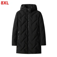 Зимний свободный мужской длинный пуховик 8XL Детский пуховик с капюшоном размера плюс 8XL 7XL 6XL 5XL