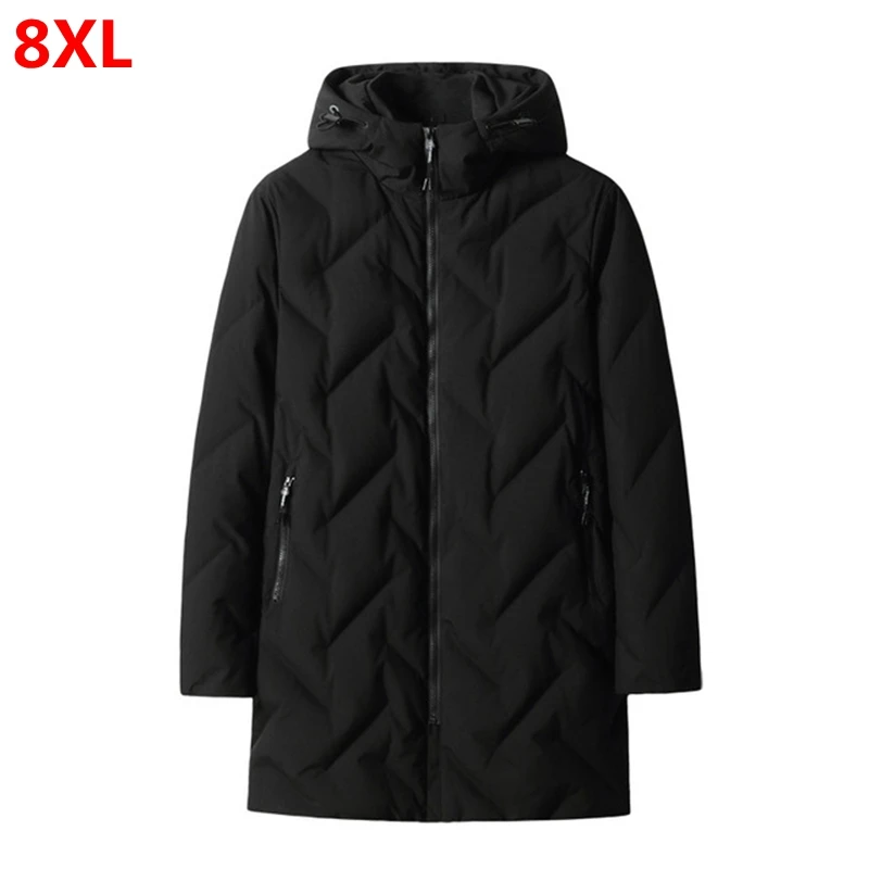 

Winter loose men's long down jacket 8XL child plus size 8XL 7XL 6XL 5XL hooded down jacket dad