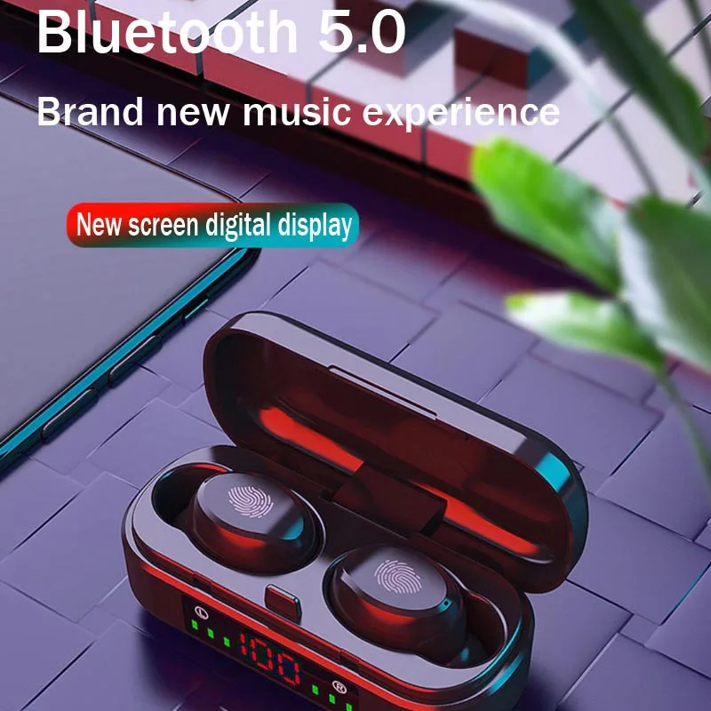 

Bluetooth 5.0 Ear Stereo Headphones IPX7 Waterproof Wireless Headphones LED Power Display Mini Earphones Support Android / IOS