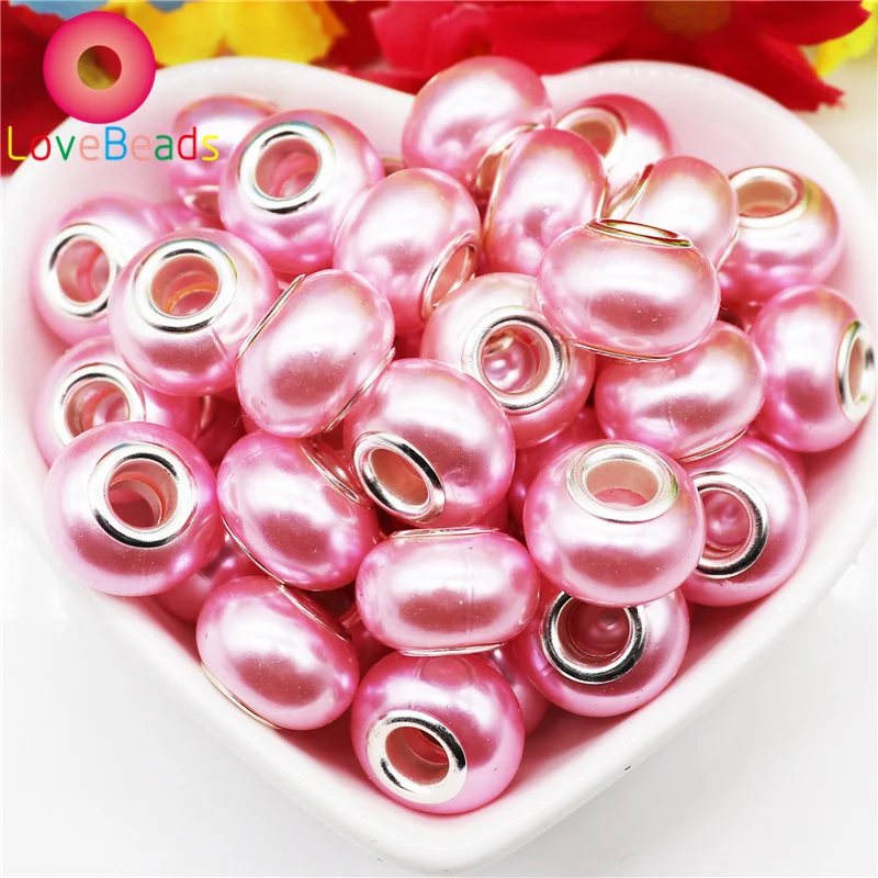 

10Pcs/Lot Wholesale Color Resin Murano Charms Spacer Round Rondelle Large Hole European Beads Fit Pandora Bracelet Jewelry Beads