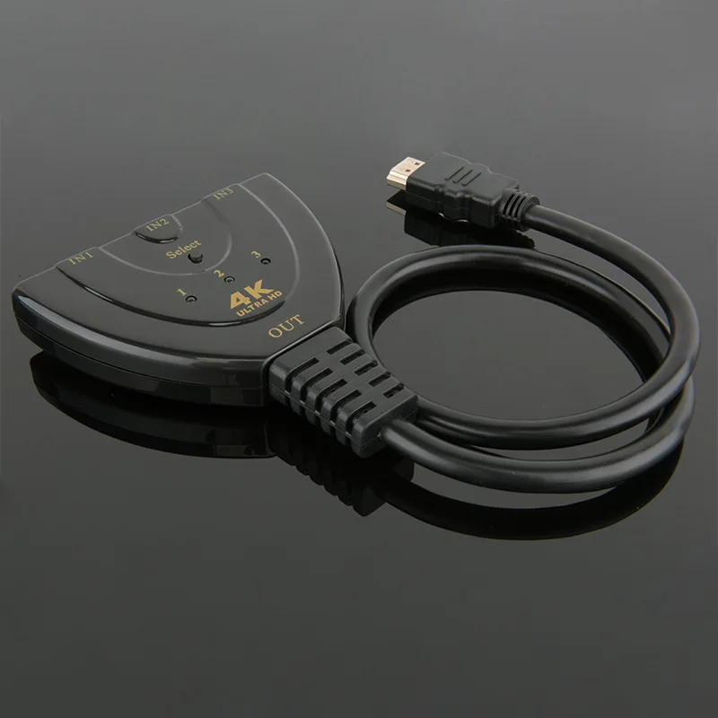 HDMI переключатель/коммутатор 3 порта 3x1 v1.4 Pigtail Интеллектуальный Авто с одним фиксированным HDMI кабелем sup порт 1080p 4k x 2k