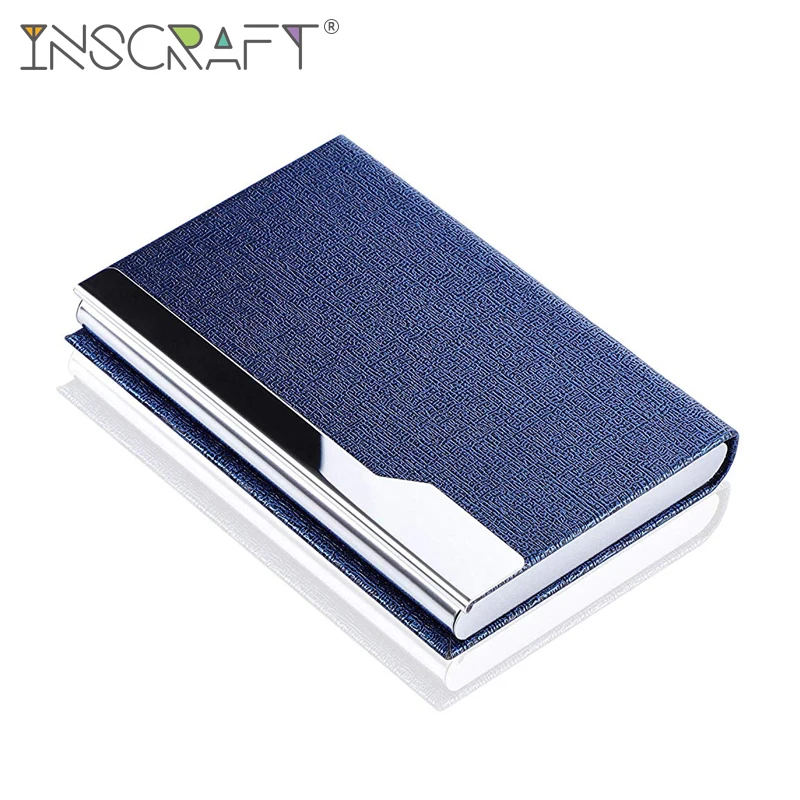 

Luxury Oracle PU Leather Business Card Holder Magnetic Stainless Steel Pocket Business Card Case Slim Business Card Wallet
