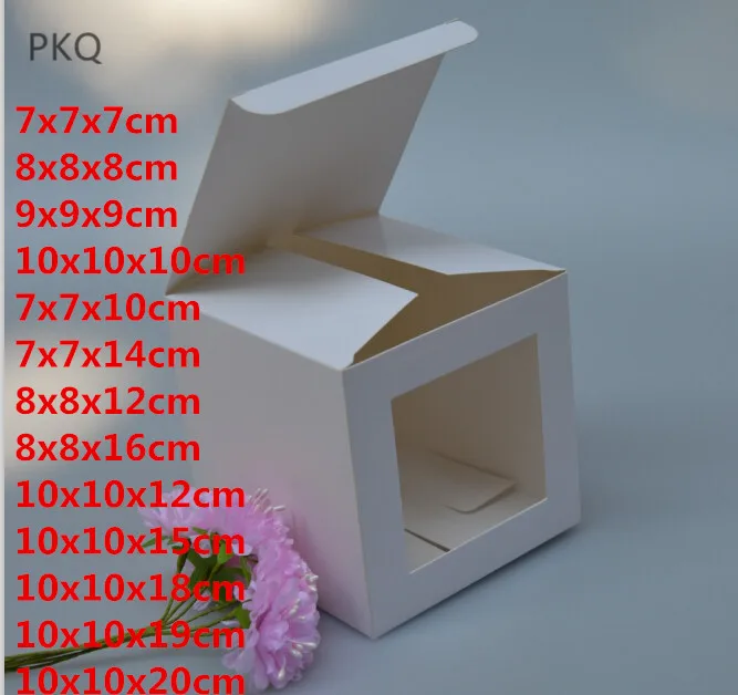 

50pcs White Kraft Paper Box Wedding Favor Gift Candy Boxes with pvc window Party Birthday Wedding Decor Supply White Gift Box