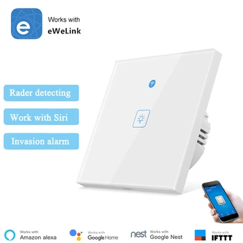

eWeLink WiFi Wall Switch With Radar Motion Sensor Switch Motion detector APP Wireless Control EU Standard Alexa Siri Compatible