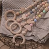 1pc Baby Pacifier Clip Chain Bottle Dummy Holder For Nipples Pacifier Clips Stroller Accessories Holder Adjustable Wooden Chains 1