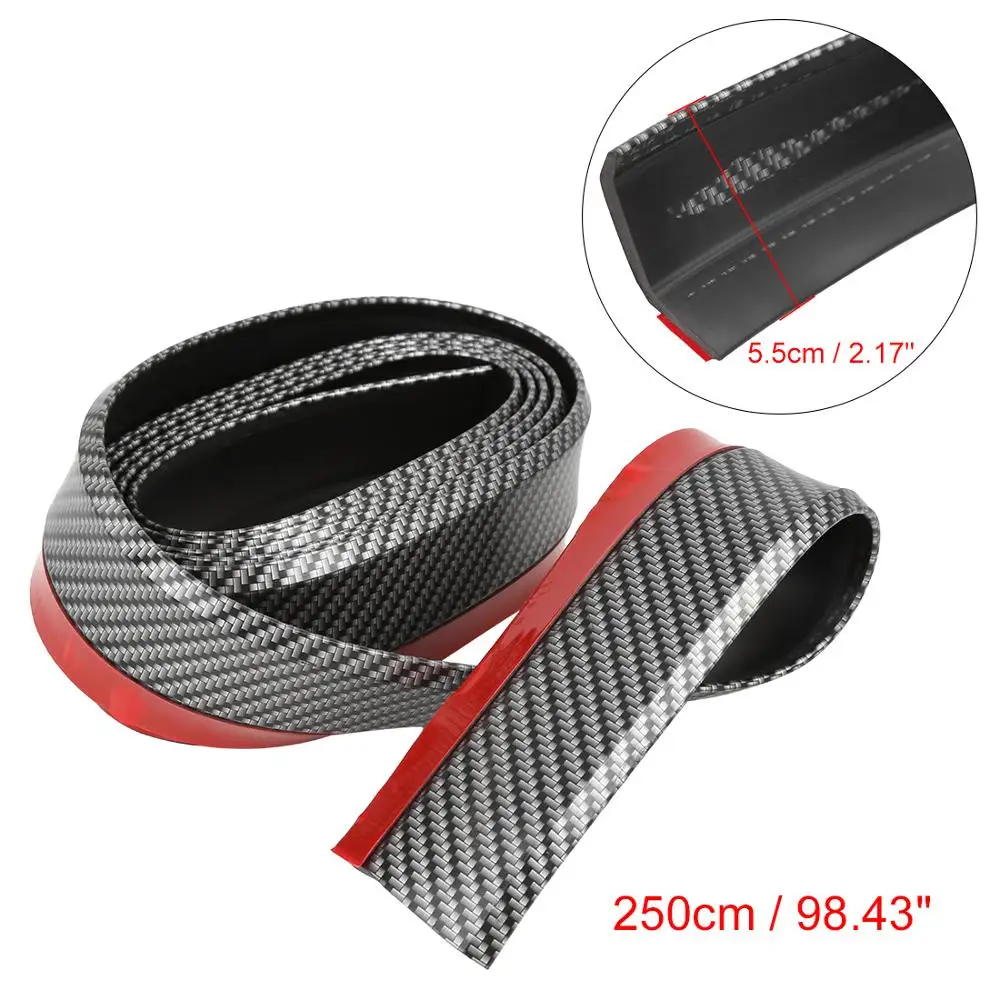 250x5.5cm Style2 Uxcell 250*5,5 см автомобильный бампер для губ резиновый бампер для автомобиля защитные Наружные молдинги бампер для губ черный или карбоновый цвет - Цвет: 250x5.5cm Style2