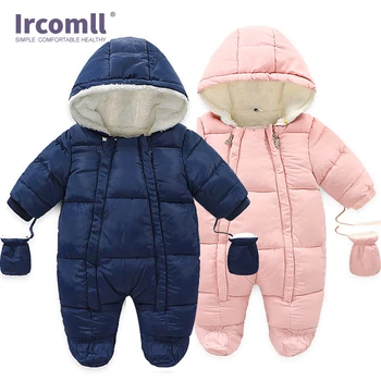 

Ircomll Warm Infant Baby Jumpsuit Cotton Down Rompers Hooded Inside Fleece Boy Girl Winter Autumn Overalls Children Outerwear