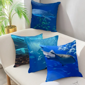 

Nanacoba Dolphin Print Cushion Cover Marine Animals Picture Pillow Cover for Home Bedroom Fall Sofa Decor Short Plush Pillowcase