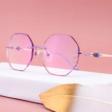 Антисиний свет ретро-Ретикулярная красная оправа без оправы, со стразами отделанные очки