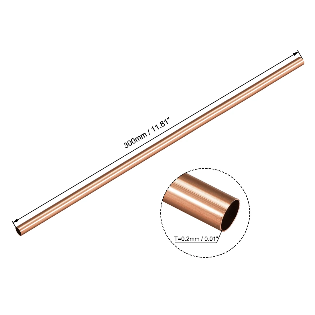 Uxcell-tubo de cobre de cobre, tubo redondo,