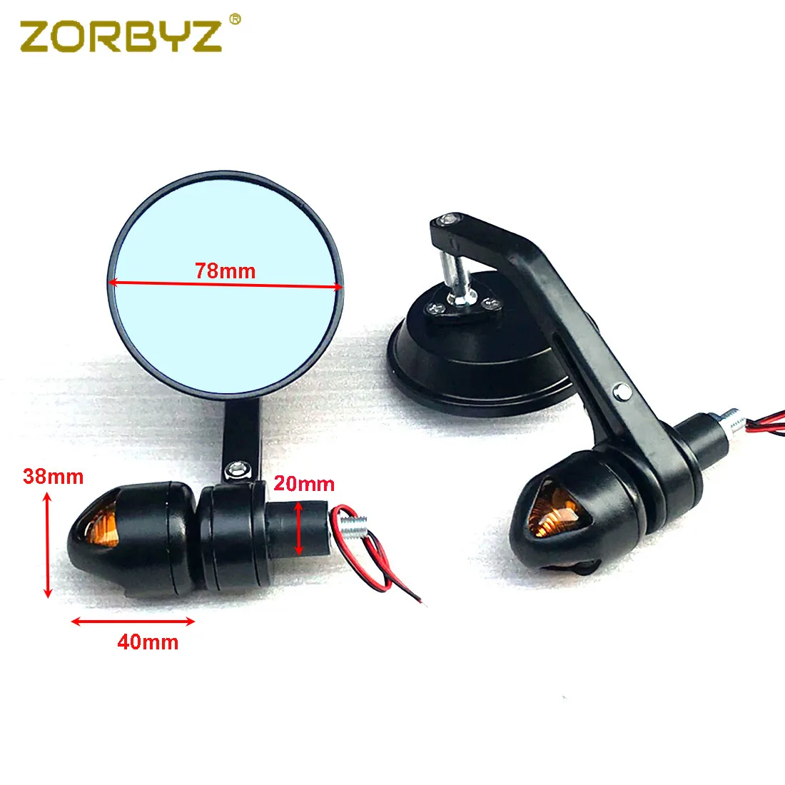 ZORBYZ мотоцикл 22 мм Ретро черная круглая ручка бар конец зеркало заднего вида светодиодный указатель поворота стробоскоп Боковой габаритный фонарь для Harley