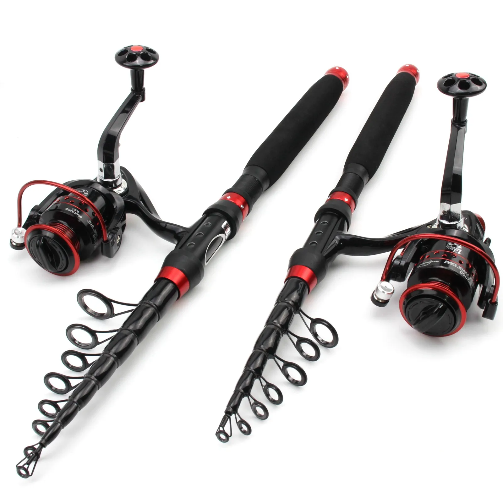 Portable Folding Fishing Rod Telescopic Stainless Steel Poles With Reel  Line